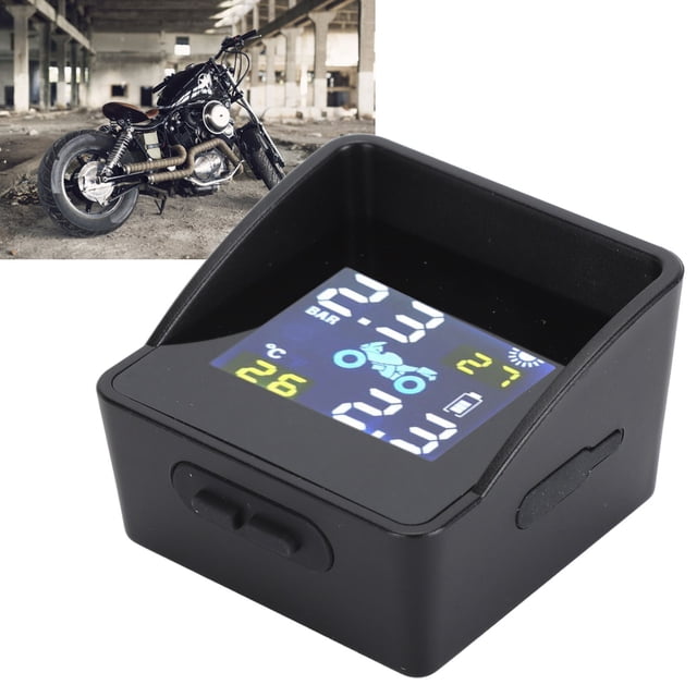 Motorcycle Tire Pressure Monitoring System, LCD Screen Rust Resistant Easy Install Wireless Motorcycle TPMS for Motorbike Scooters