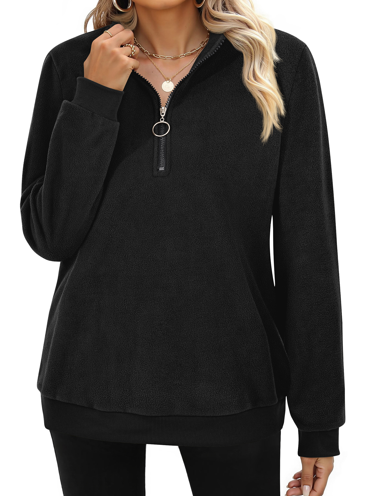Polar Fleece Sweatshirts for Women Quarter Zip Long Sleeve Tops Pullover Womens Sweatshirts
