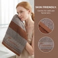 thumbnail image 3 of Unique Bargains Ear of Wheat Stripe Cotton Soft Absorbent Hand Towel Brown 2pcs 29" x 13", 3 of 7