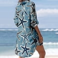 thumbnail image 6 of Ruimatai Summer Spring Swimsuit Cover Up Plus Size Beach Cover Ups Summer Casual Turn-down Collar Long Sleeve Printed Smock Buttons With Pocket Shirt Dresses, 6 of 7