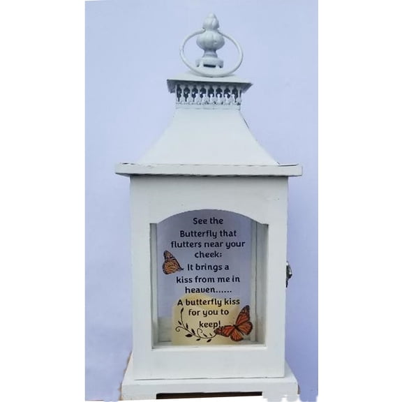 Card It 14.75" White Butterfly Kiss Candle Lantern