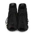 thumbnail image 4 of Wild Rose DK45 Women Suede Peep Toe Fringe Strappy Stiletto Bootie, 4 of 5