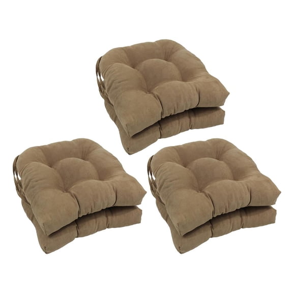 Blazing Needles 916X16US-T-6CH-MS-JV 16 in. Solid Microsuede U-Shaped Tufted Chair Cushions, Java - Set of 6
