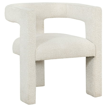 Hellen Accent Side Chair, Fully Upholstered in Soft White Boucle Fabric