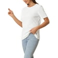 thumbnail image 4 of INSPIRE CHIC Women's T-Shirt Round Neck Short Sleeve Basic Casual Textured Top XS White, 4 of 6