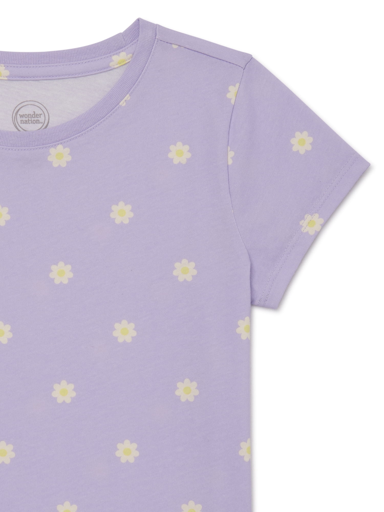 Wonder Nation Girls Kid Tough T-Shirt with Short Sleeves, Sizes 4-18 & Plus