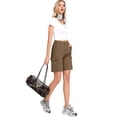 thumbnail image 4 of Women'S Cargo Denim Shorts Knee Length with 6 Pockets Summer Casual Elastic Waist Jorts Camel Color M, 4 of 7