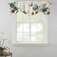 thumbnail image 2 of Tie Up Valances for Windows, Teal Tulip Butterfly Adjustable Valance Curtains Window Treatment for Living Room, Turquoise Floral Farmhouse Beige Rod Pocket Kitchen Curtains & Drapes 42x12 Inch, 2 of 9
