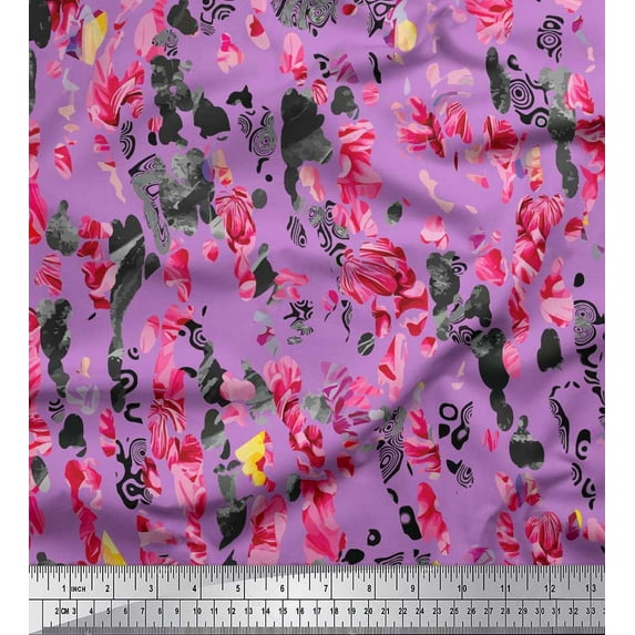 Soimoi Poly Georgette Fabric Animal Skin Texture Printed Craft Fabric by The Yard 52 Inch Wide