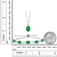 thumbnail image 2 of Gem Stone King 4.53 Ct Oval Green Nano Emerald 925 Sterling Silver Lab Grown Diamond Pendant and Bracelet Jewelry Set, 2 of 3