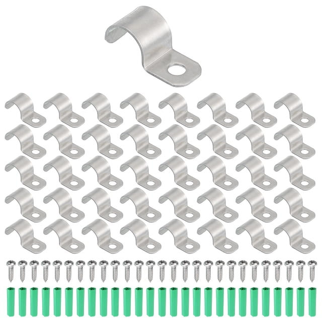 Uxcell 40Pack Abrazadera de Tubo de Acero Inoxidable para Cable de 3/8in (10mm) Abrazadera en Forma de U