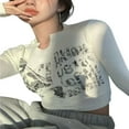 thumbnail image 4 of Women Ribbed Top Ladies Long Sleeve Solid Color Over Navel Crop Tops, 4 of 5