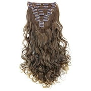 PRETTYSHOP XXL Full Head Set 7 pcs 24" Clip In Hair Extensions Hairpiece Wavy Heat-Resisting Ombré brown brown # 6T27 CE22-1