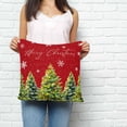 thumbnail image 2 of Red Christmas Pillow Covers 18x18 Inch Decorative Throw Pillow Cover, Xmas Tree Snowflake Winter Botanical Sofa Pillowcases Accent Cushion Case Home Decor Bedroom Living Room, 2 of 6