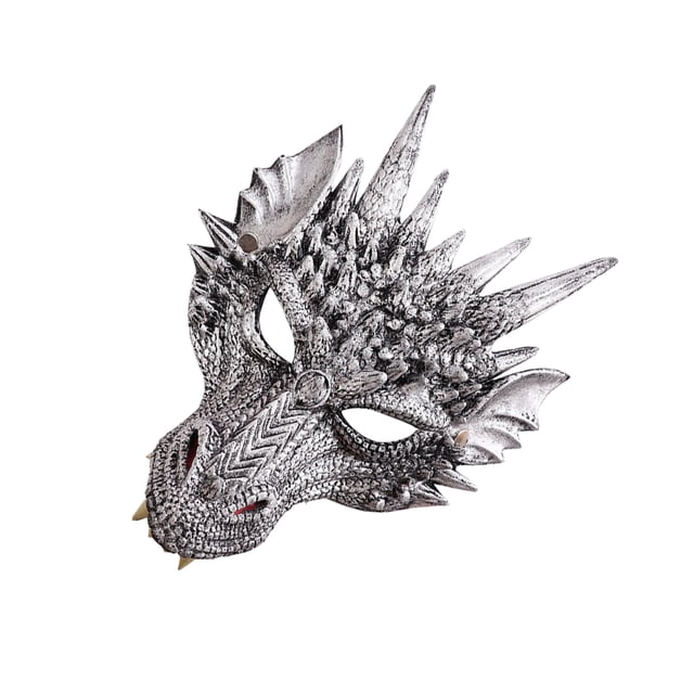 Bearachild Sé la vida de la fiesta con máscara de dragón, accesorio de disfraz, máscara de cosplay de Pascua y fiestas de Año Nuevo. Kits de decoración para fiestas Negro plata