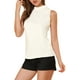 thumbnail image 4 of INSPIRAR CHIC Blusa sin mangas con cuello alto y volantes para mujer XS Blanca, 4 of 8