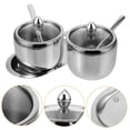thumbnail image 2 of Stainless Steel Sugar Bowl Set with Lid Spoon and Tray Seasoning Box Condiment Pots Sugar Container Seasoning Jar Kitchen Spice Container Canister for Salt Candy (Silver), 2 of 5