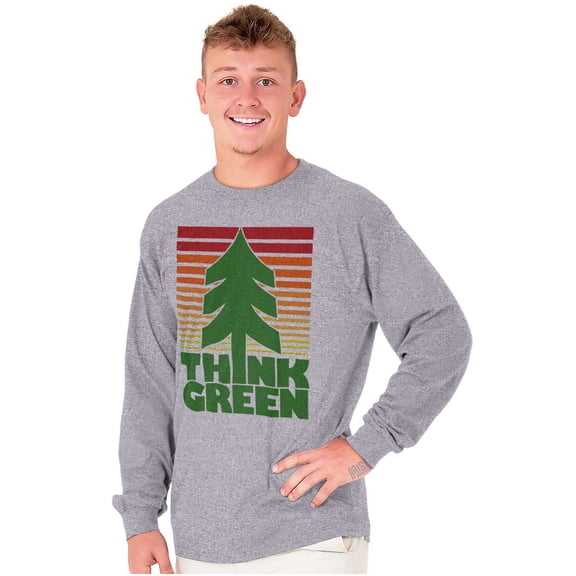 Earth Day Think Green Nature Lovers Plus Size Long Sleeve Graphic Tee Shirt Brisco Brands 2X