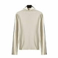 thumbnail image 4 of Charella Women's Turtleneck Knitted Basic Shirt Long Sleeve Slim Fitted Tops Beige,4, 4 of 9