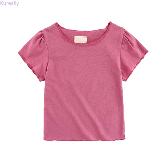 Kureaily Soft Summer Short Sleeve Tee Shirt For Baby Girls Toddler Casual Round Neck Top Comfortable Everyday Basic Shirt/ 3-4 Years/ Little Kid (Pink)