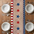 thumbnail image 4 of Table Runner 120 Inches Long for Kitchen Dining, Independence Day Dresser Scarf Farmhouse, Dining Table Decorations for Wedding/Parties, Gnomes Truck Star Flag Wooden Grain 13 x 120 In, 4 of 8