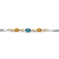 thumbnail image 2 of 925 Silver and 10K Yellow Gold London Blue Topaz and Yellow Sapphire and White Lab Grown Diamond Bracelet for Women (2.29 Cttw, Gemstone November Birthstone, Oval, Wheat Chain, 6.5 inches), 2 of 5
