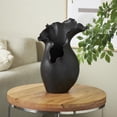 thumbnail image 2 of DecMode 16" Abstract Floral Inspired Black Ceramic Vase with Wavy Folded Rim, 2 of 14