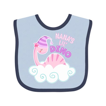 

Inktastic Nana s Lil Dino with Cute Pink Baby Dinosaur Gift Baby Boy or Baby Girl Bib