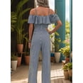 thumbnail image 4 of Plisados A Rayas para Mujer, Elegantes, de Verano, con Tirantes y Pantalones de Pierna , . Azul Marino S, 4 of 7