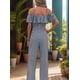 thumbnail image 4 of Plisados A Rayas para Mujer, Elegantes, de Verano, con Tirantes y Pantalones de Pierna , . Azul Marino L, 4 of 7