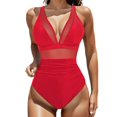 thumbnail image 1 of FhsagQ Womens Swimsuit Sets Bodysuit Xs Solid Color Mesh Backless Bikini Swimsuit Swimsuit Sets for Women Plus Size with Robe Swimsuit Sets for Women Set Cute Red XXL, 1 of 9