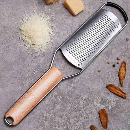 

Stainless Steel Cheese Grater Natural Wood Handle Parmesan Cheese Lemon Ginger