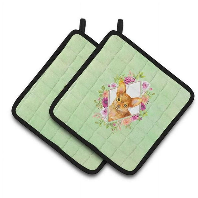 Caroline'S Treasures Ck4350Pthd Jouet Terrier Fleurs Vertes Paire de Supports de Pot Multicolores