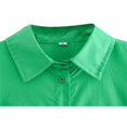 thumbnail image 4 of Chemisier à Manches Longues pour Femmes Couleur Unie Col Rabattu Boutonné Coupe Ample Style Décontracté Simple, 4 of 7