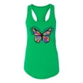 thumbnail image 2 of Wild Bobby, Colorful Butterfly Oh Butterfly On Whispering Wings Animal Lover Ladies Racerback Tank Top, Kelly, Small, 2 of 3