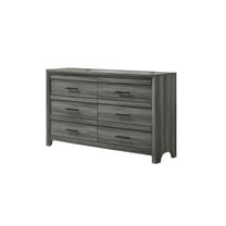 Denver Modern Style 6-Drawer Dresser Made With Wood & Black Handle Pulls in Gray