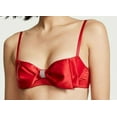 thumbnail image 4 of Victoria's Secret Lipstick Red Dream Angels Wicked Unlined Sheer Mesh & Rhinestone Satin Bow Balconet Bra 32DDD NWT, 4 of 5