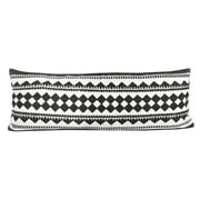 Desert Fields Naomi 14" x 36" Black/White Boho Stripe Cotton Blend Adult Lumbar Throw Pillow