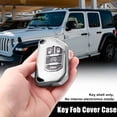 thumbnail image 2 of TPU Key Fob Cover Case for Jeep Wrangler JL JLU Gladiator JT Rubicon Sahara JLU 2018-2021 Key Fob Shell Silver Tone, 2 of 6