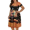 thumbnail image 4 of SCRAWLGOD Turkey Maple Leaf Dress for Women Summer Midi Dresses for Women Casual Short Sleeve Soft Ladies Summer Dresses Knee Length Wide Neck for Thanksgiving Day Size 4XL, 4 of 7