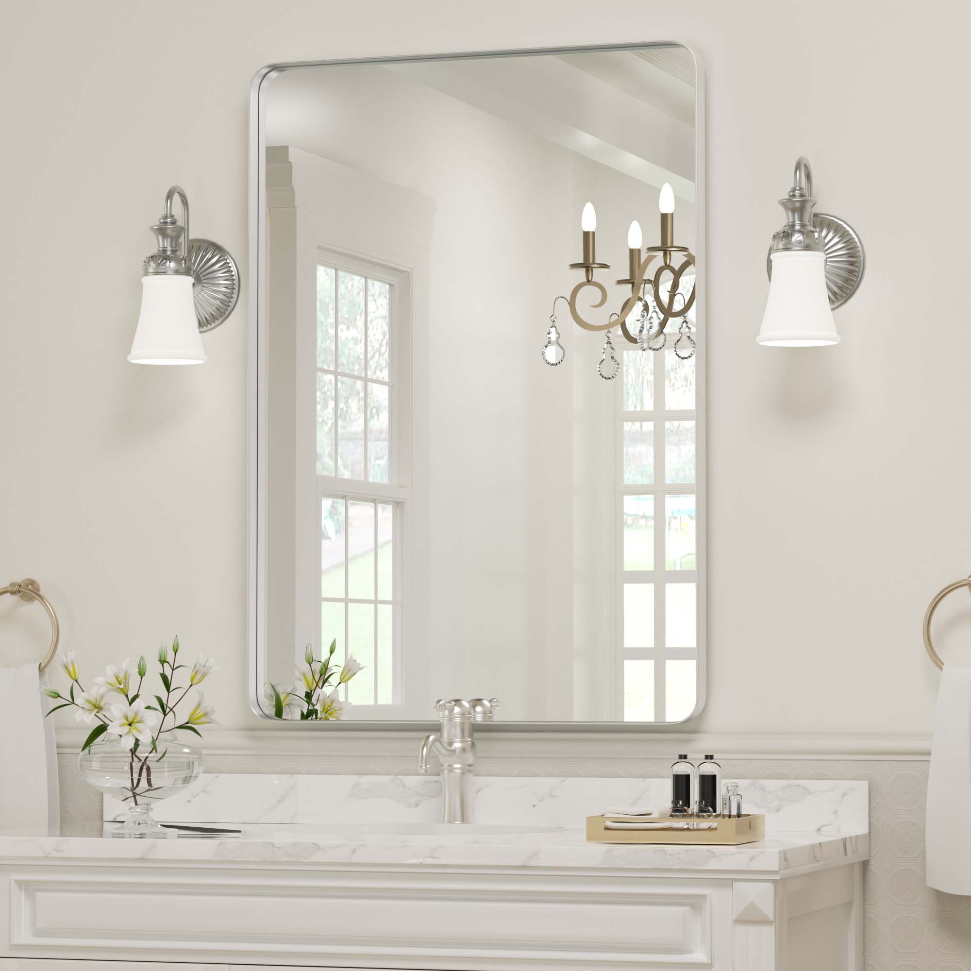 Clavie 22x30 Metal Frame Rectangular Bathroom Wall Mirror - Walmart.com