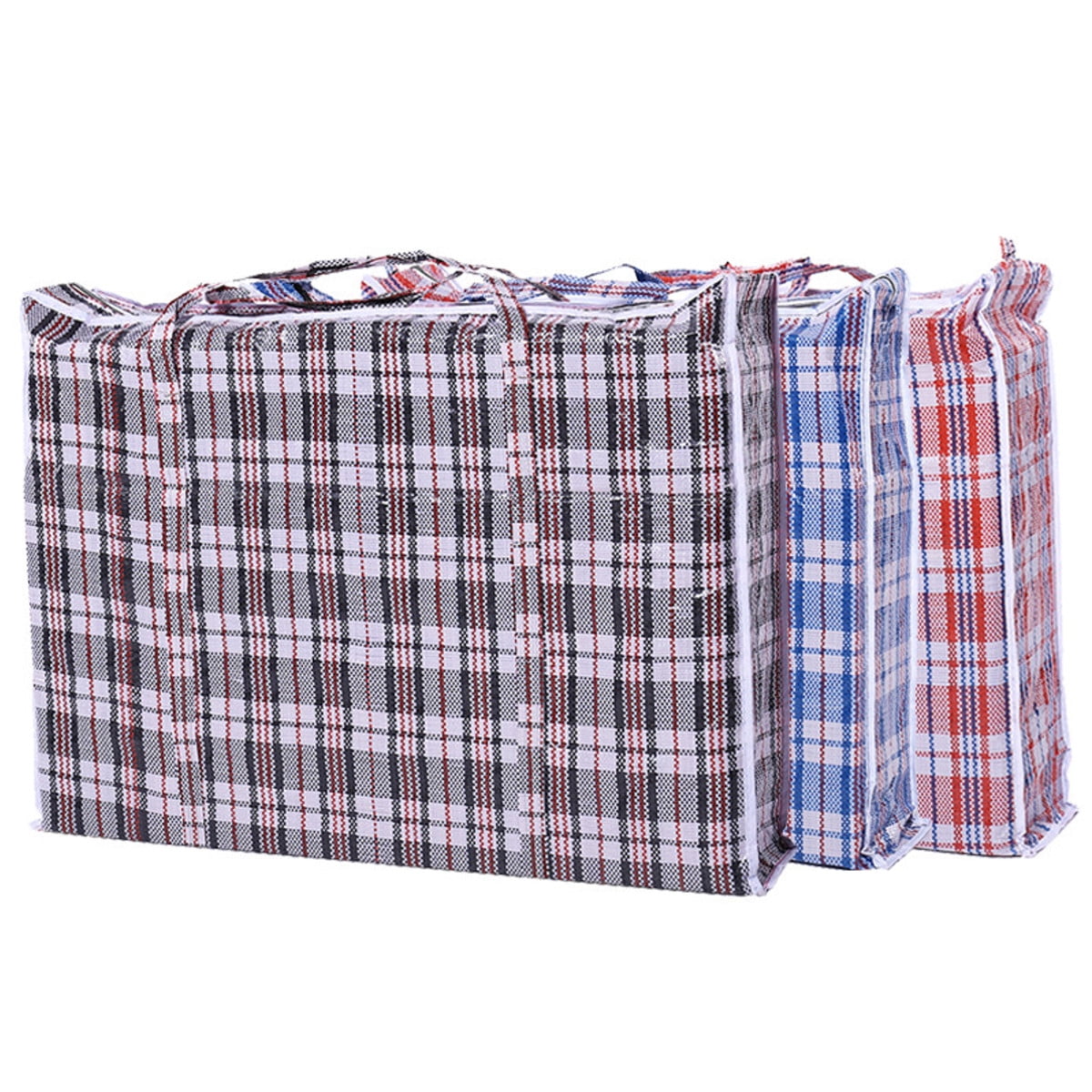6Pcs Large Plastic Checkered Storage Bags Reusable Laundry Shopping 