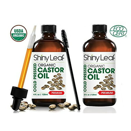 Organic Castor Oil For Hair Growth and Eyelashes Prevents Hair Breakage & Fall, Natural Moisturizer 4 OZ - Promotes Skin & Scalp Health, From Shiny Leaf's Carrier Collection: 100% (Best Moisturizer For 4c Hair)