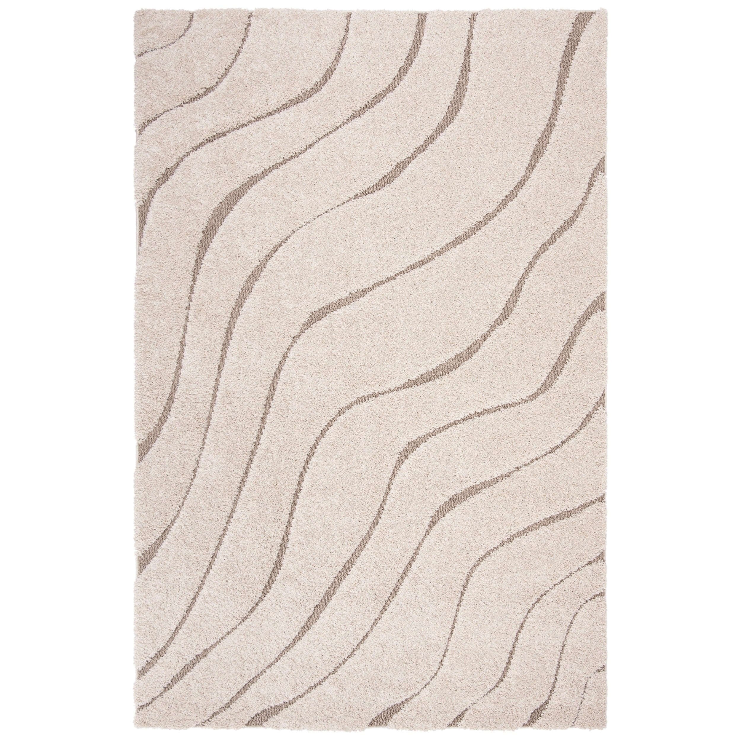 SAFAVIEH Florida Tabitha Geometric Waves Shag Area Rug, Dark Blue/Cream, 2'3" x 4'