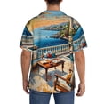 thumbnail image 3 of Rateoe Coastal Style Garden Villa Pattern Men's Short Sleeve Classic Shirt, Casual Short-Sleeved Shirt, Lightweight Summer Shirt, Cuban Collar Shirt,Button-Front Shirt-Medium, 3 of 5