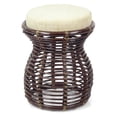 thumbnail image 2 of Milan Handmade Natural Rattan Wicker Ottoman Stool Vanity Bedroom Fully Assembled, Dark Brown, 2 of 7