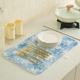 thumbnail image 2 of Christmas Dish Drying Mat 18x24 Inch White Blue Snowflake Winter Dish Drainer Protector Pad for Kitchen Counter Absorbent Snowflake Xmas Drying Pad for Drainer Rack Kitchen Fast Dry, 2 of 7