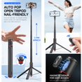 thumbnail image 2 of Portable 70 Inch Auto Open Phone Tripod with Magnetic Remote, Selfie Stick Tripod for Vlog/ Video Recording, 2 of 7