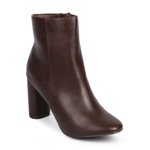 almond toe block heel booties