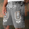 thumbnail image 2 of IWRICH Men's Graphic Printed Retro Shorts Drawstring Elastic Waist Short Pants Casual Fashion Plus Size Pants with Pockets Grey L, 2 of 4